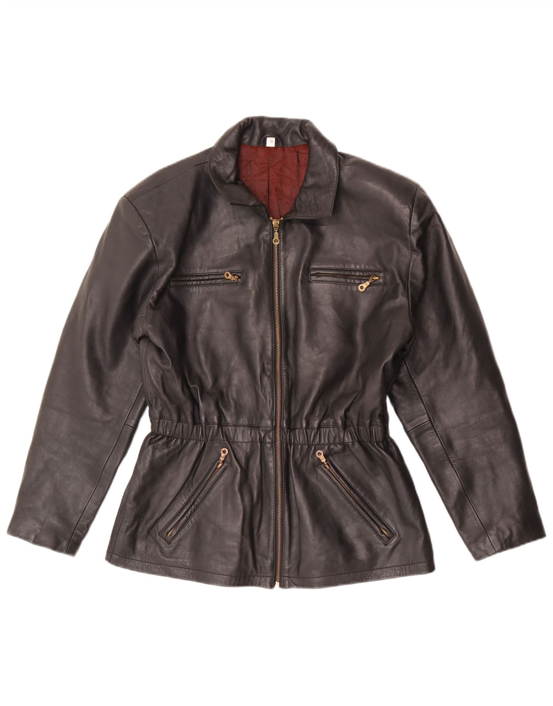 Giacca in pelle oversize da donna vintage EU 36 piccola in pelle nera