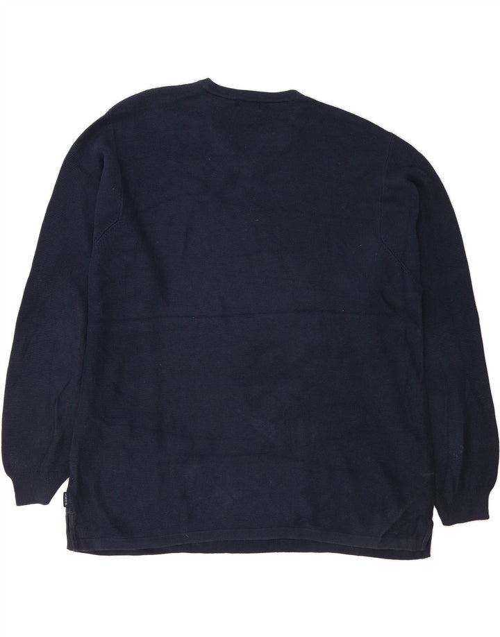 IZOD Mens V-Neck Jumper Sweater XL Navy Blue Cotton Vintage Izod and Second-Hand Izod from Messina Hembry 