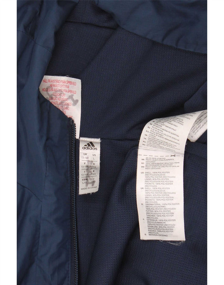 Giacca da ginnastica con cappuccio Adidas da ragazzo 13-14 anni in poliestere blu navy