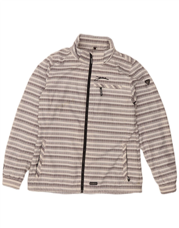 Giacca antipioggia da uomo con cappuccio Iguana UK 42 XL Poliestere a righe grigie