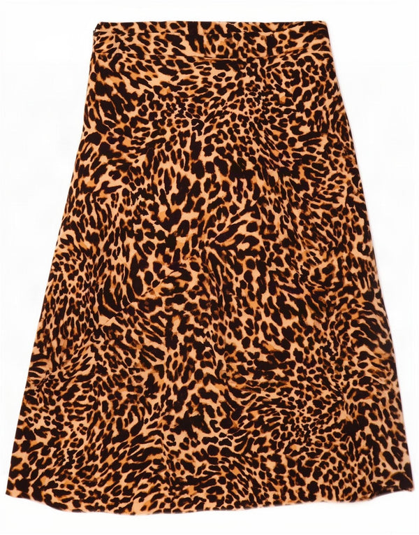 Gonna a trapezio a vita alta da donna Zara grande W30 poliestere con stampa animalier marrone