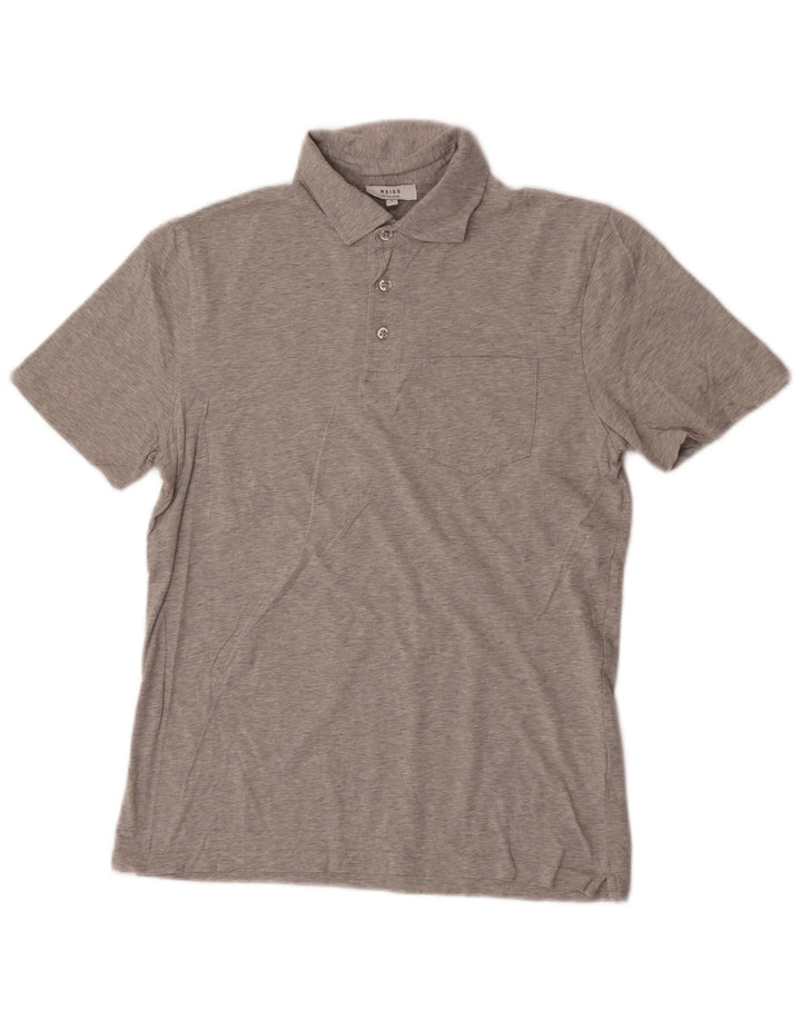 Polo da uomo Reiss piccola in cotone screziato grigio