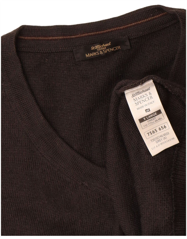 Maglione da uomo con scollo a V St Michael XL in acrilico a righe grigie