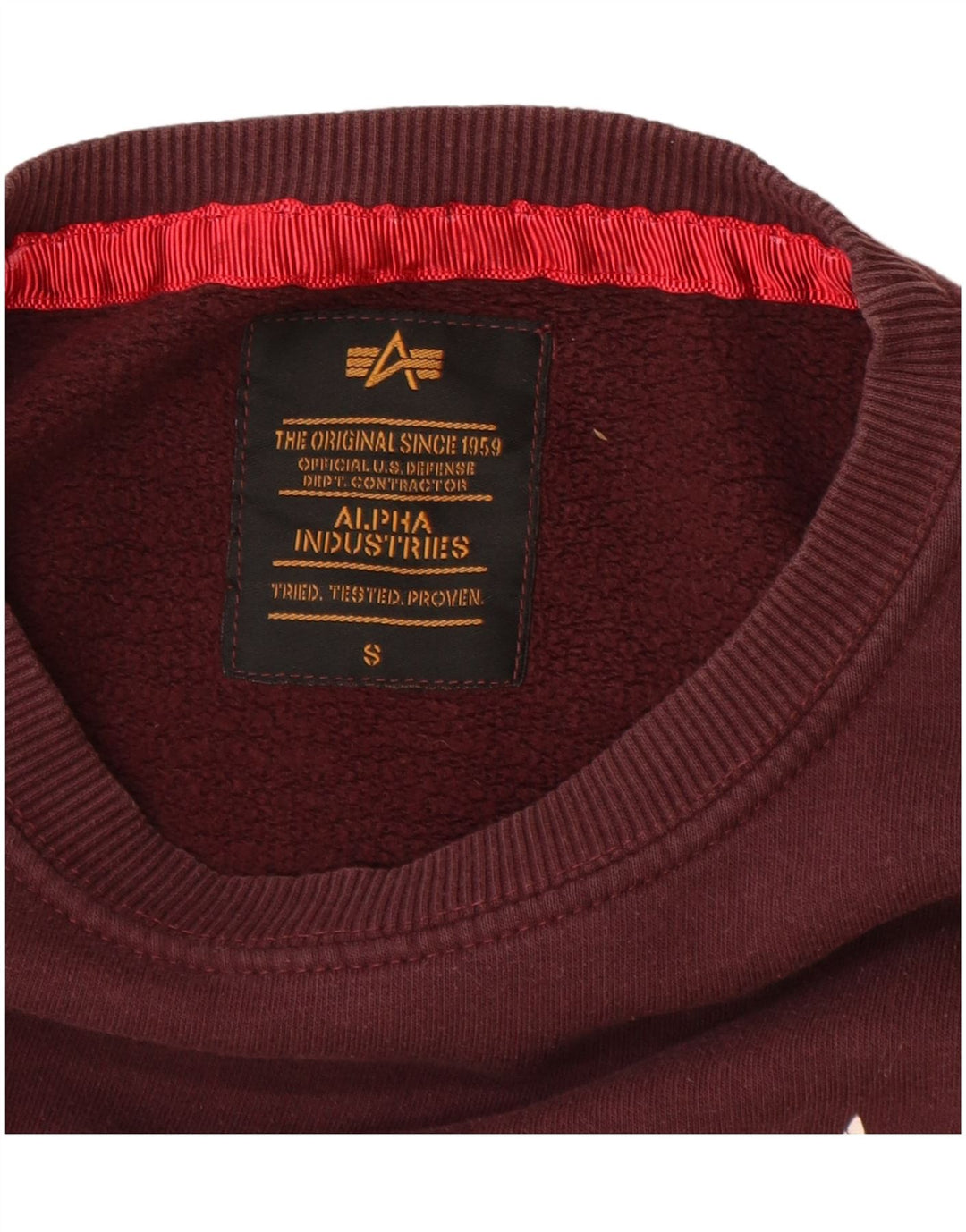 ALPHA INDUSTRIES Felpa da uomo Maglione piccolo in cotone bordeaux