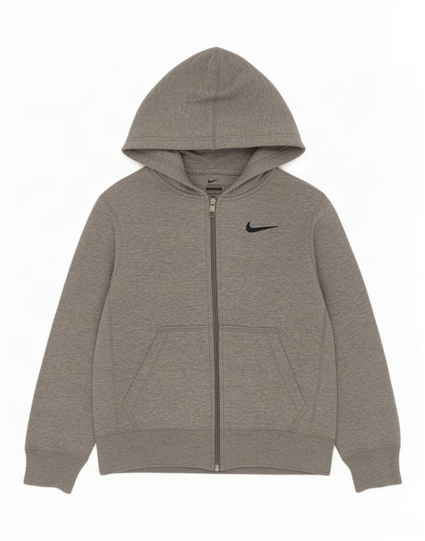 Felpa con cappuccio e zip Nike per ragazzi, 8-9 anni, piccola, in cotone grigio