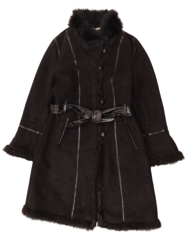 Cappotto Sherpa da donna Pizazz UK 14 poliestere nero medio
