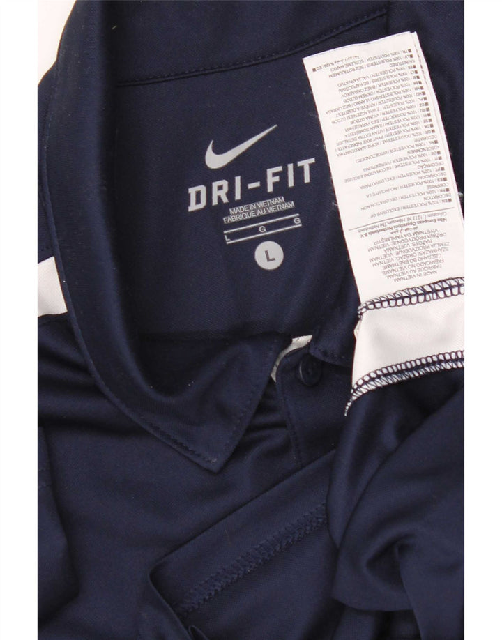 Polo Nike da uomo Dri Fit grande in poliestere color block blu navy
