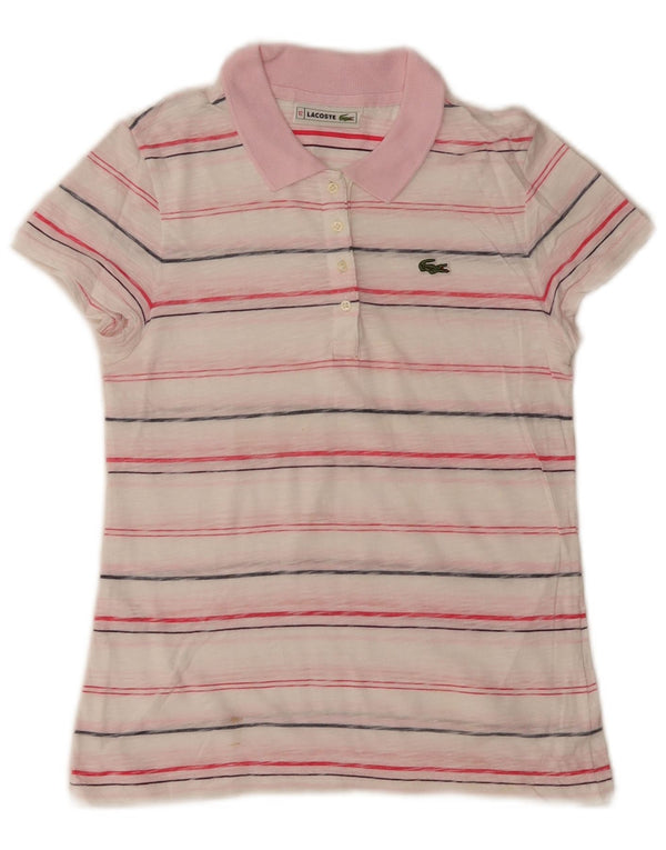 Polo per ragazze Lacoste 11-12 anni in cotone a righe bianche