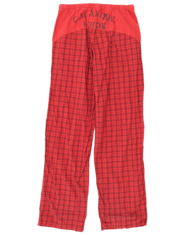 Pantaloni dritti con grafica da donna Think Pink medi W30 L32 in cotone a quadri rossi