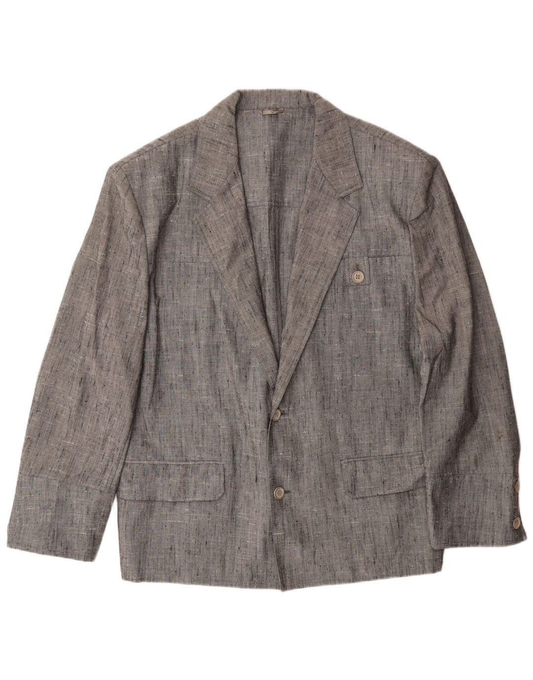 Giacca blazer vintage da uomo a 2 bottoni IT 50 grande poliestere chiazzato grigio