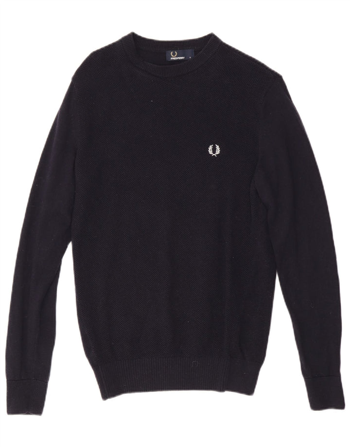 FRED PERRY Maglione da uomo girocollo piccolo in lana blu navy