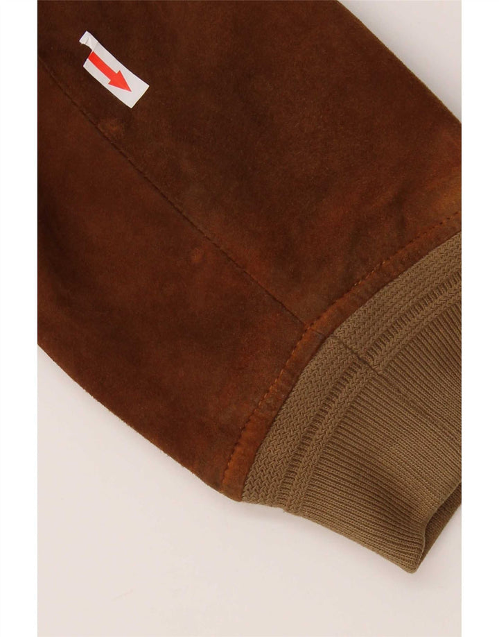 Giubbotto bomber in pelle scamosciata da uomo Project Classico UK 42 XL in pelle marrone