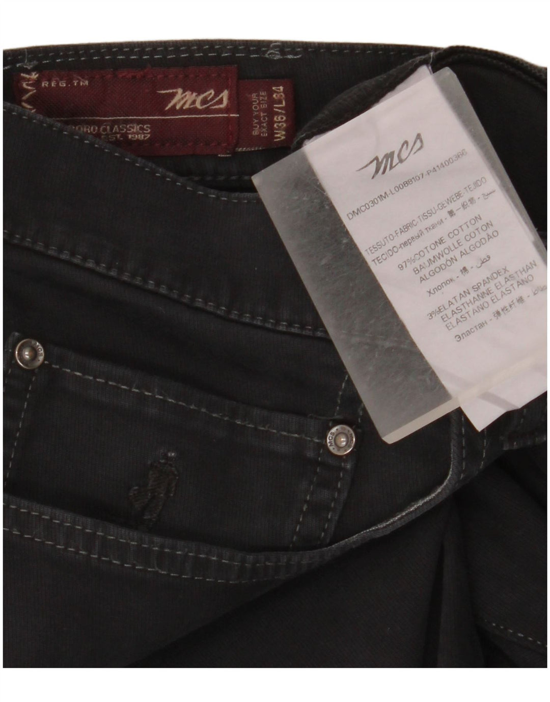 MARLBORO CLASSICS Jeans dritti da uomo vestibilità regolare W36 L34 cotone nero