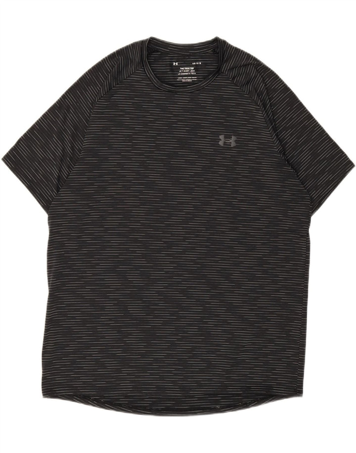 UNDER ARMOUR Mens T-Shirt Top Large Black Striped Vintage Under Armour and Second-Hand Under Armour from Messina Hembry 
