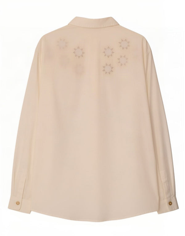 Camicia da donna Roccobarocco IT 46 Large in cotone geometrico bianco sporco