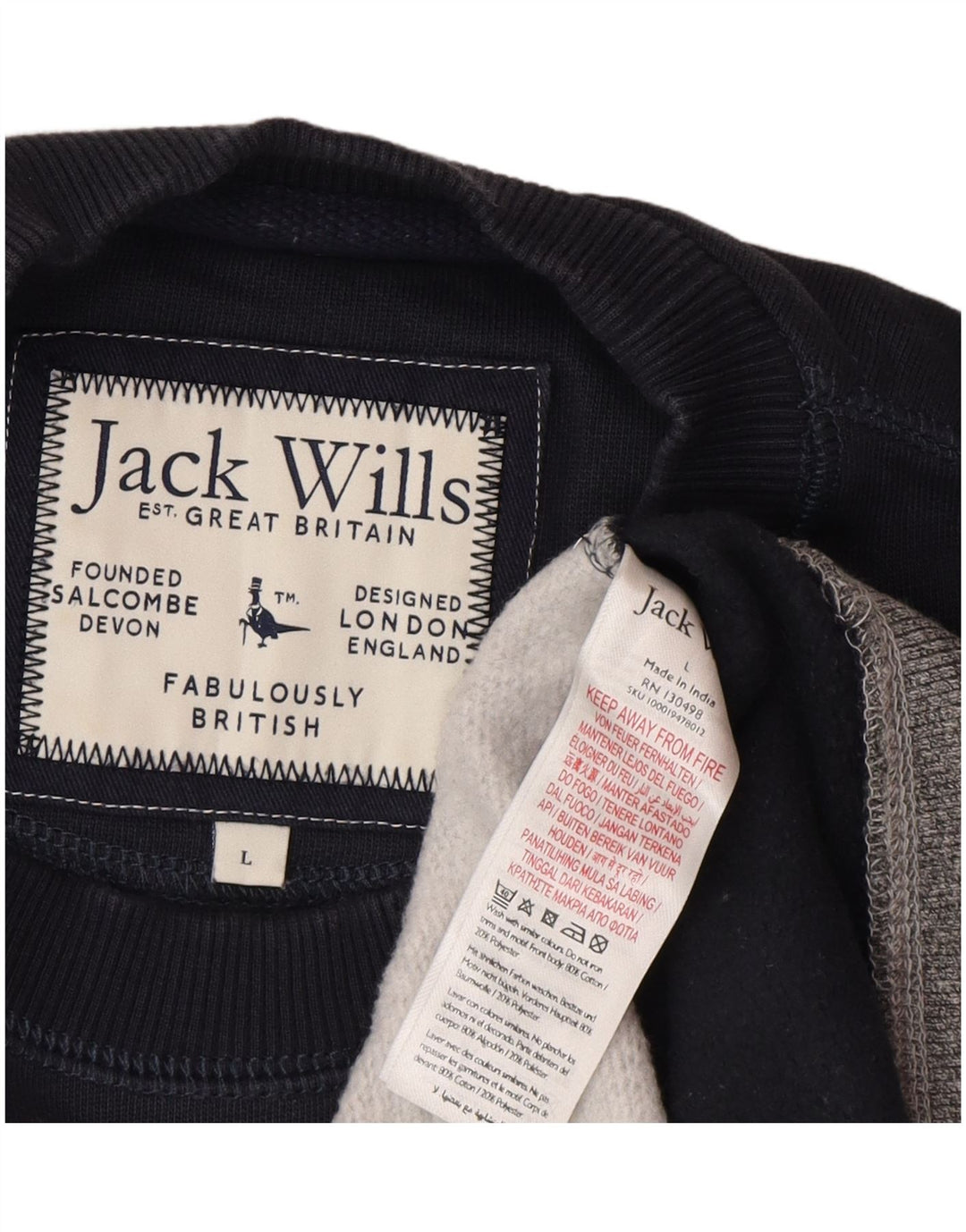 Jack Wills Uomo Salcombe Felpa Maglione Grande Blu Navy Colourblock