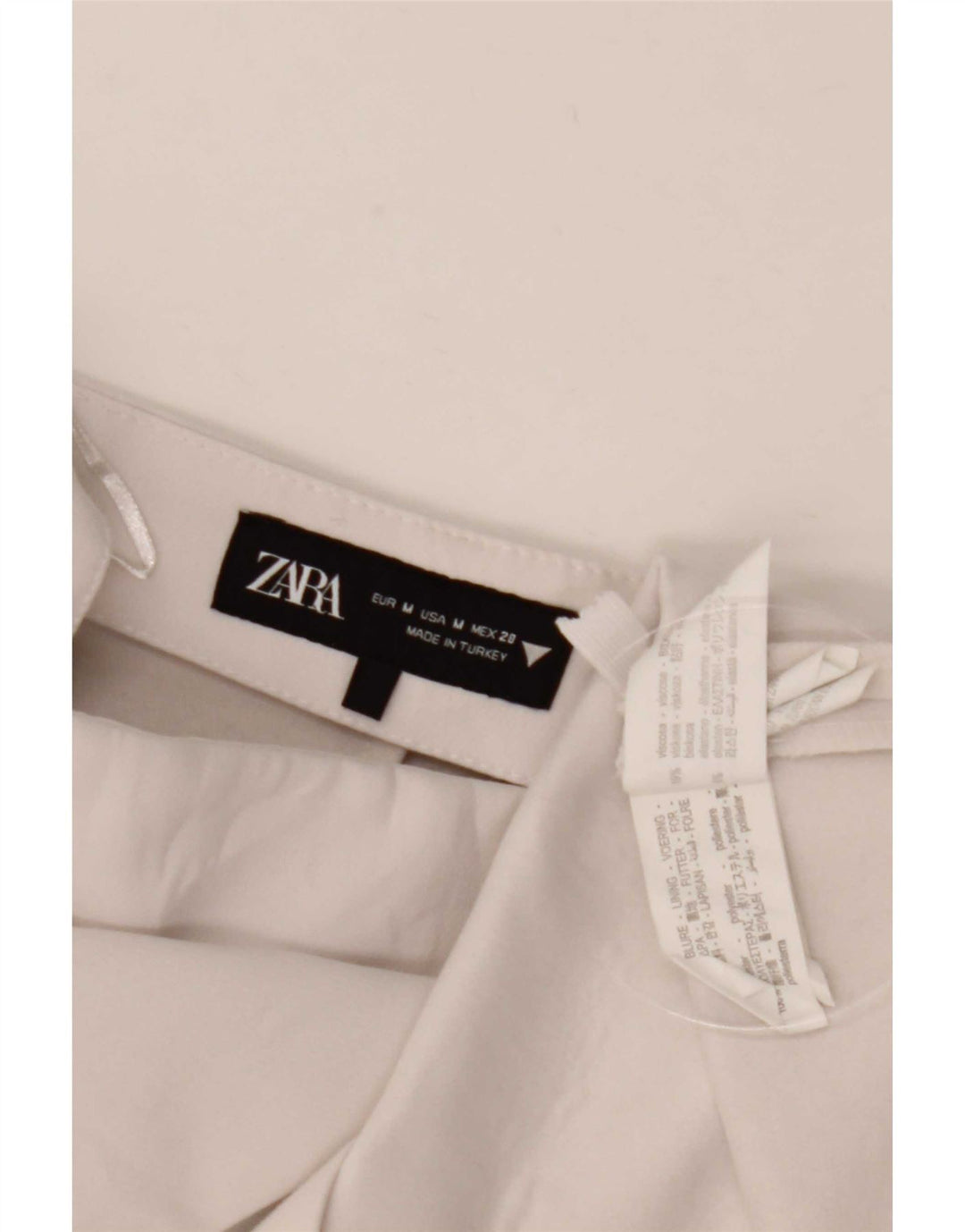 Pantaloncini casual a vita alta da donna Zara medi W28 poliestere bianco sporco