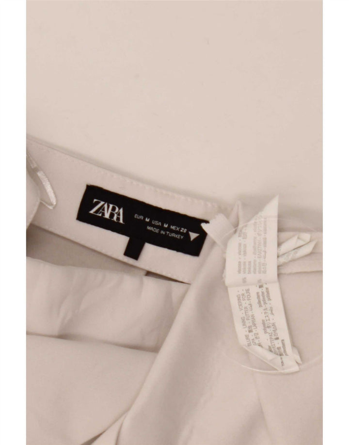 Pantaloncini casual a vita alta da donna Zara medi W28 poliestere bianco sporco