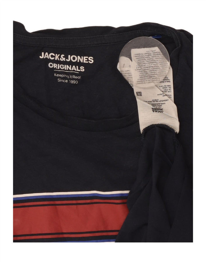 Jack & Jones T-shirt grafica da uomo Top in cotone a righe medie blu navy