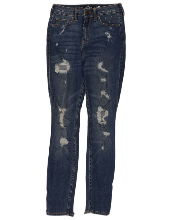 Jeans skinny effetto invecchiato Hollister da donna US 1 XS W25 L28 cotone blu