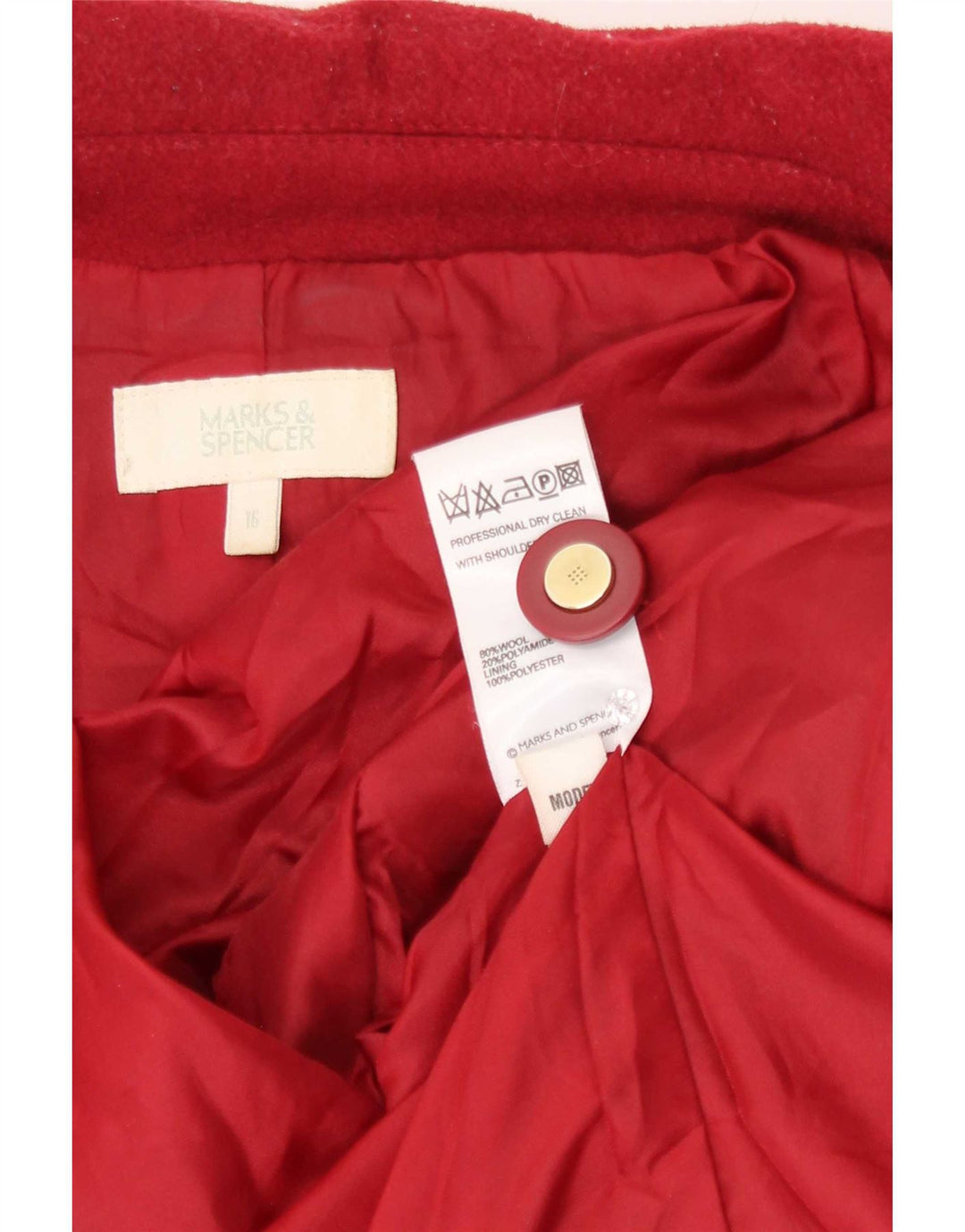Soprabito da donna Marks & Spencer UK 16 grande lana rossa