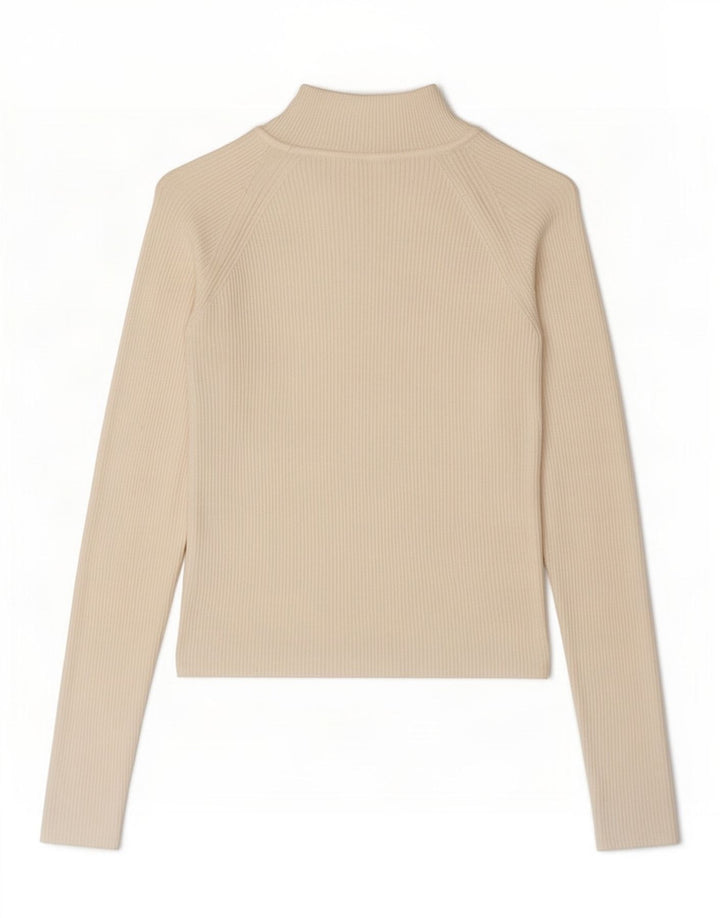 Top Zara da donna a maniche lunghe UK 12 viscosa bianco sporco medio