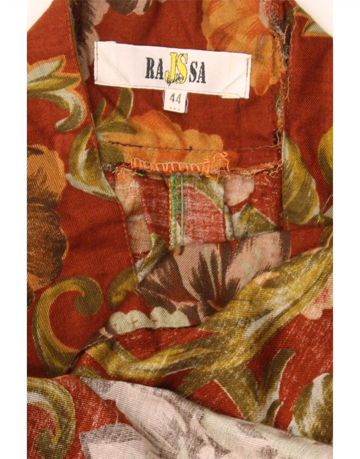 Gonna a pieghe vintage da donna IT 44 media W28 marrone floreale