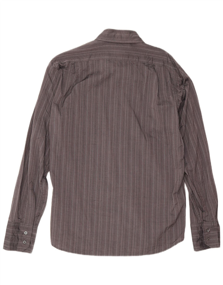 Camicia da uomo Hugo Boss in cotone a righe grandi grigie
