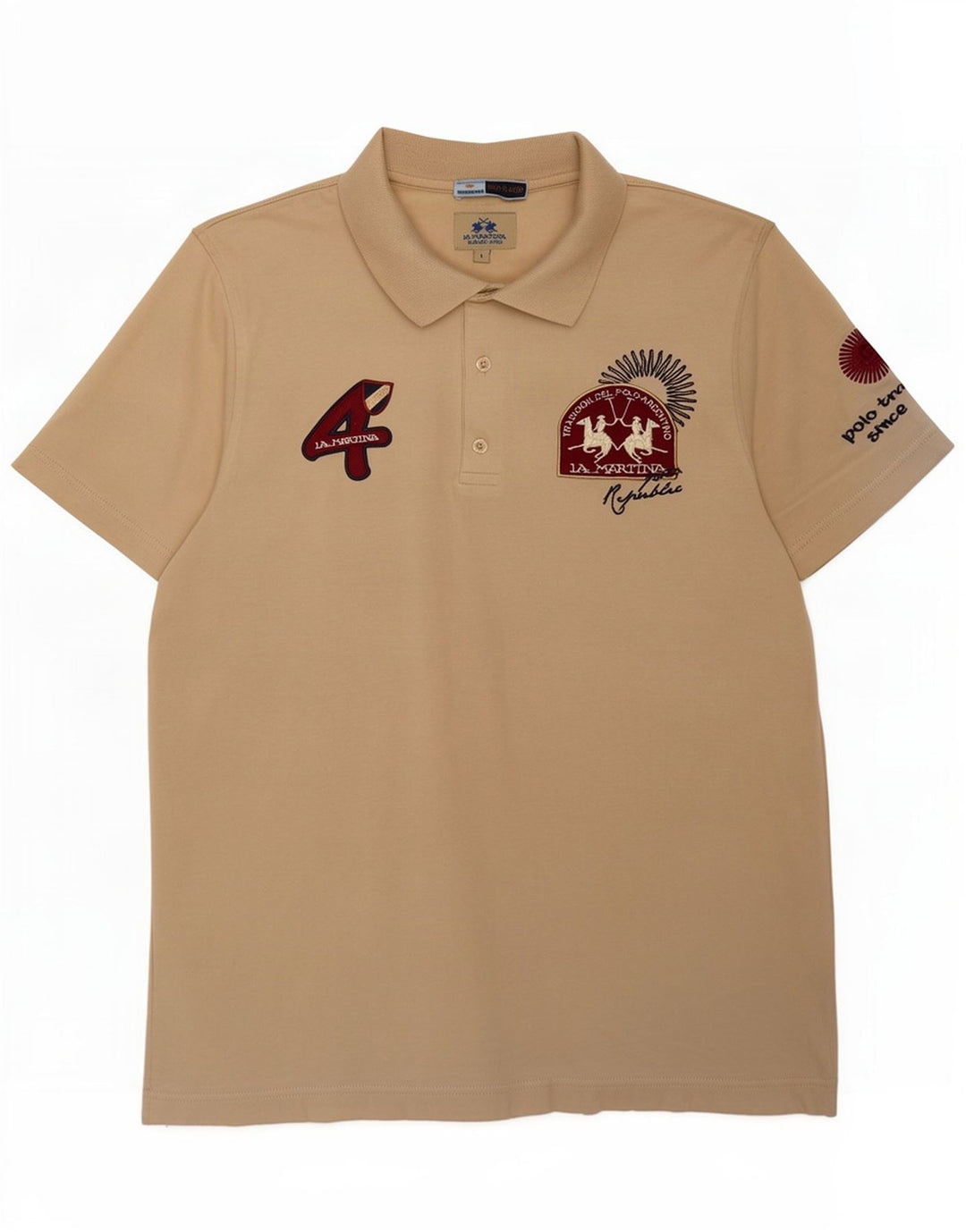Polo grafica da uomo La Martina grande in cotone beige