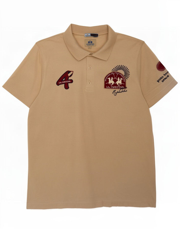 Polo grafica da uomo La Martina grande in cotone beige