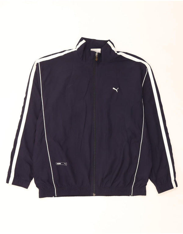 Giacca da tuta da uomo Puma Large in poliestere color block blu navy