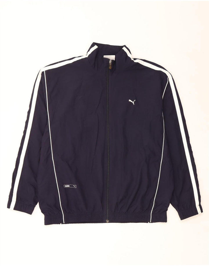 Giacca da tuta da uomo Puma Large in poliestere color block blu navy