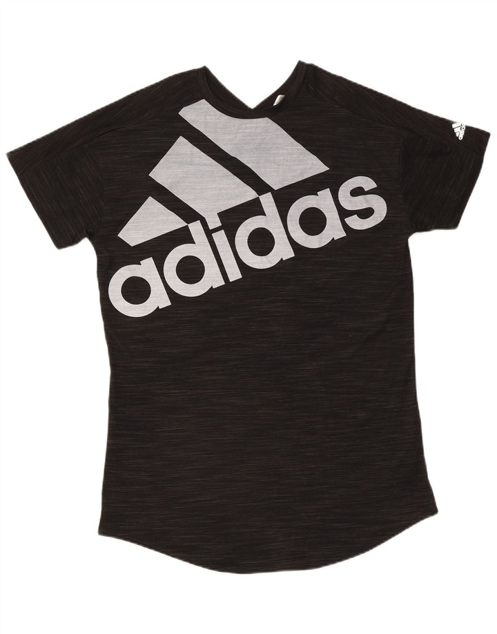 T-shirt grafica da donna Adidas Top UK 12/14 Poliestere screziato grigio medio