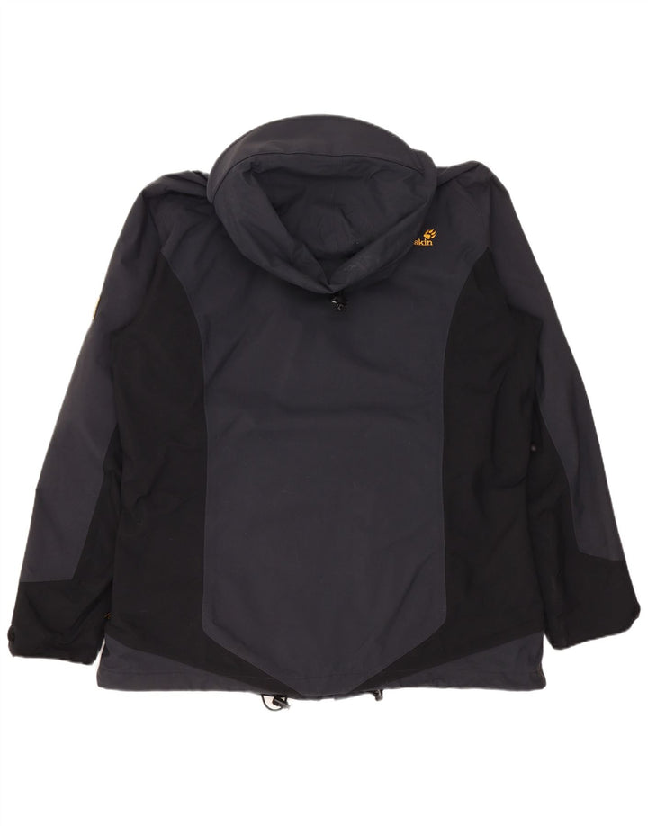 Giacca a vento con cappuccio da donna Jack Wolfskin UK 16 Large Grey Colourblock
