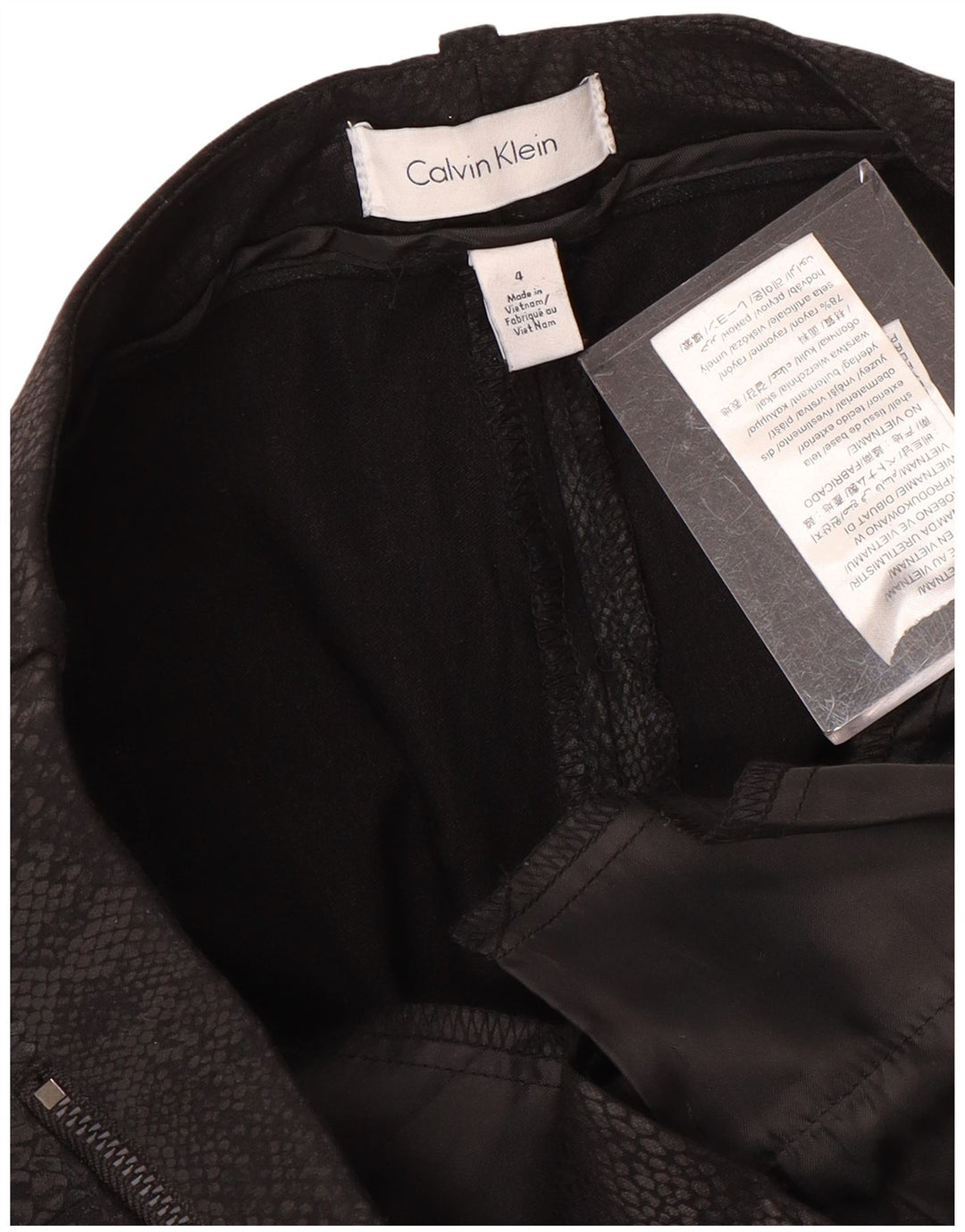 CALVIN KLEIN Pantaloni casual da donna US 4 Small W30 L27 Nero Stampa animalier