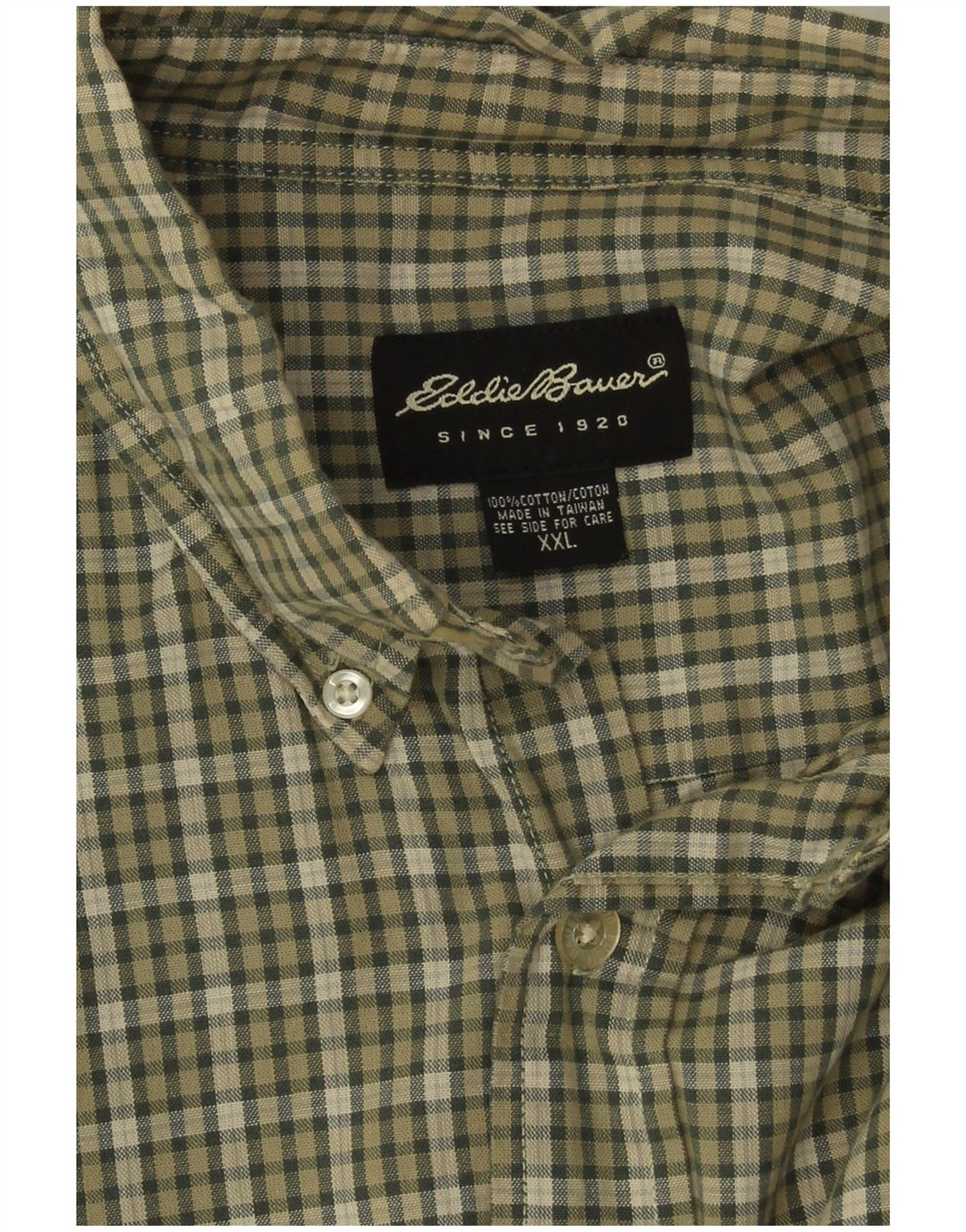 Camicia a maniche corte da uomo EDDIE BAUER 2XL in cotone a quadri kaki