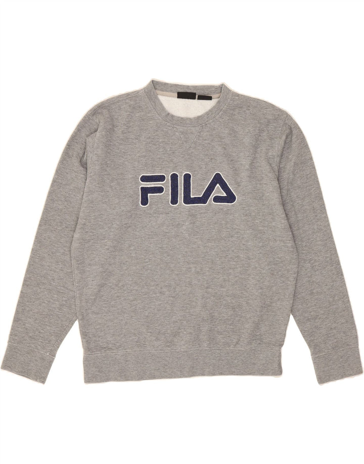 FILA Mens Graphic Sweatshirt Jumper Medium Grey Cotton Vintage Fila and Second-Hand Fila from Messina Hembry 