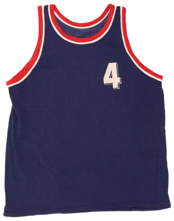 Canotta grafica vintage per ragazzi 11-12 anni 2XL cotone blu navy