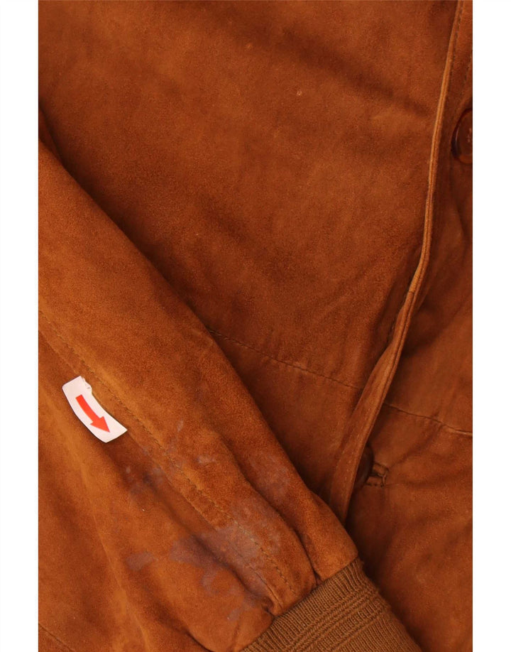 Giubbotto bomber vintage in pelle scamosciata da uomo IT 60 5XL in pelle marrone