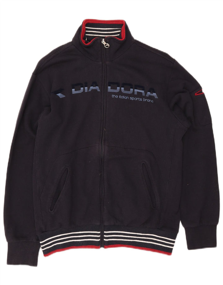 DIADORA Giacca da tuta grafica da uomo in cotone medio blu navy