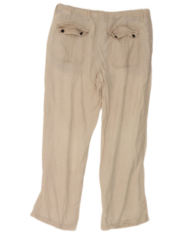 Pantaloni chino dritti da donna Marks & Spencer W36 L29 lino bianco sporco