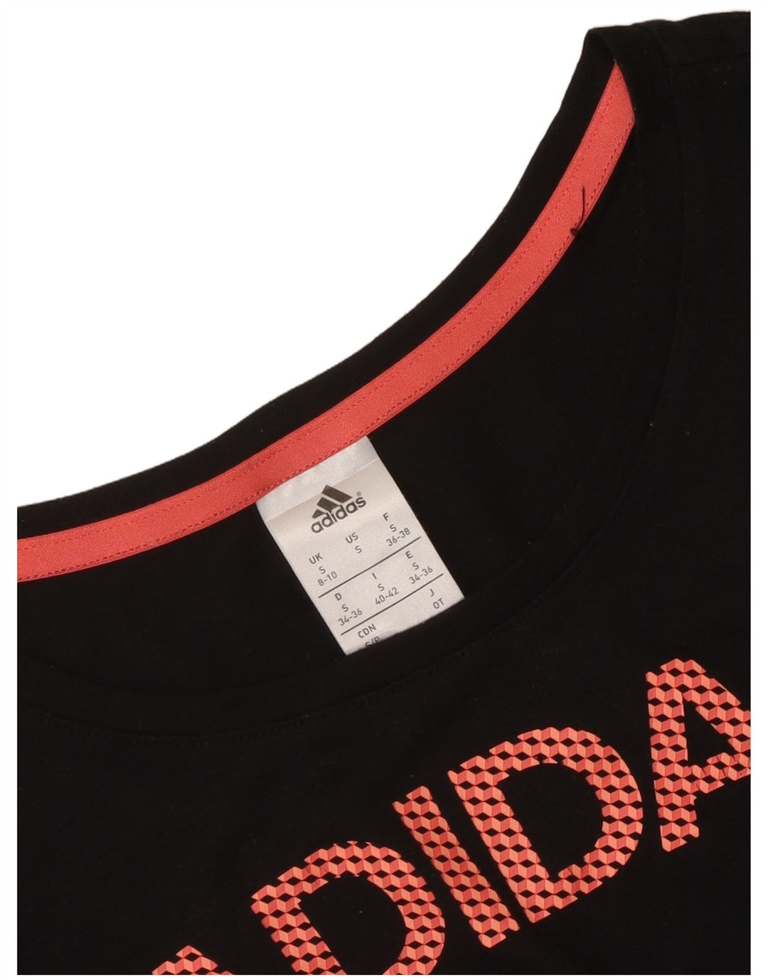Top grafico da donna Adidas manica lunga UK 8/10 piccolo nero
