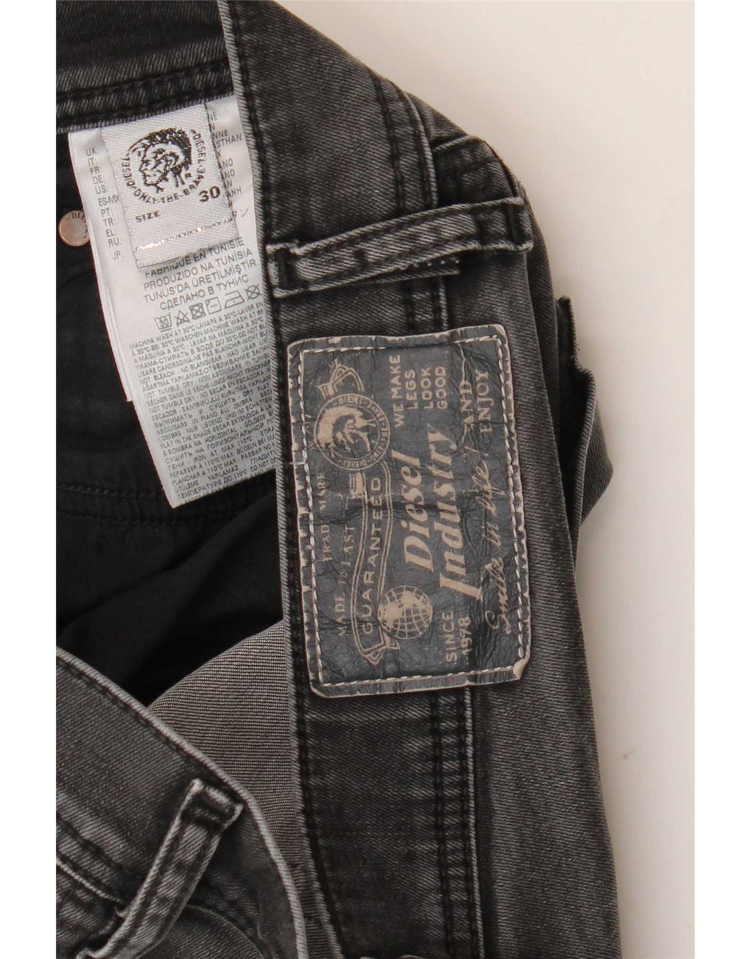 Jeans slim da uomo Diesel W30 L27 cotone grigio
