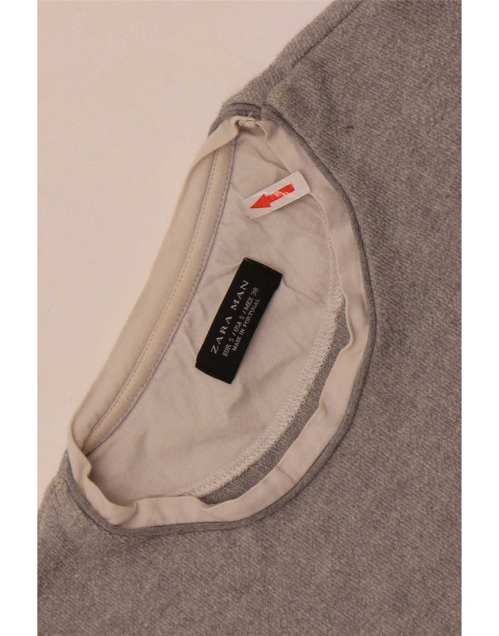 Top Zara da uomo a maniche lunghe piccolo grigio color block