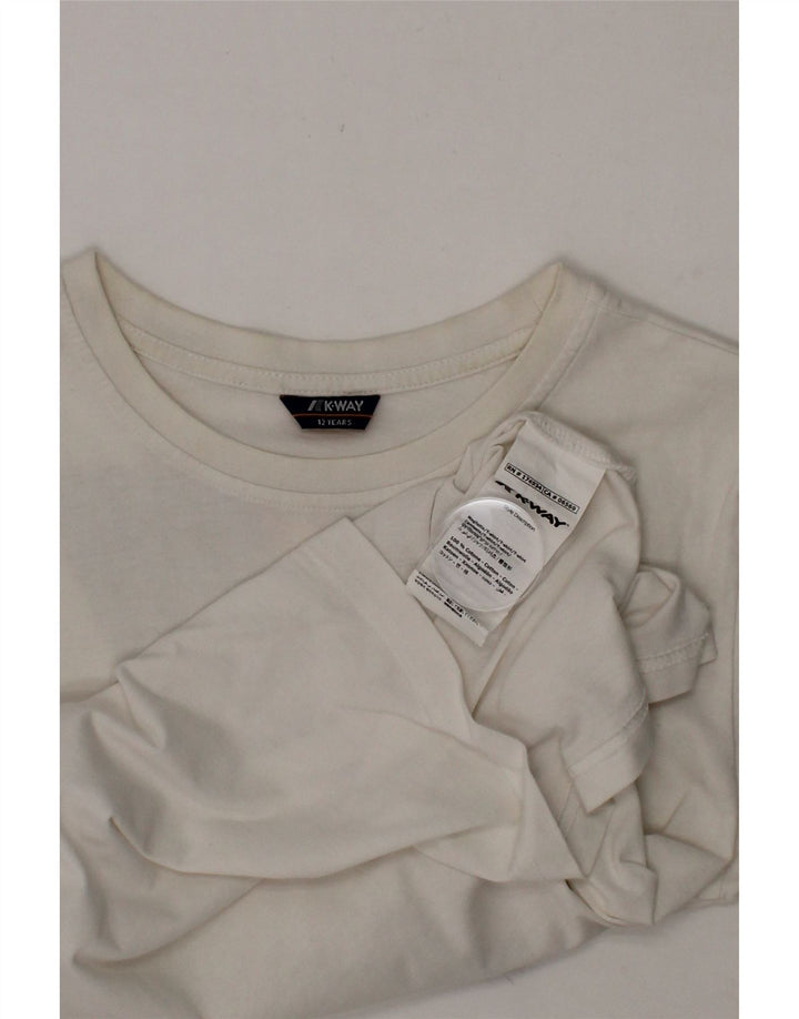 K-WAY Boys Graphic T-Shirt Top 11-12 Years White Cotton Vintage K-Way and Second-Hand K-Way from Messina Hembry 