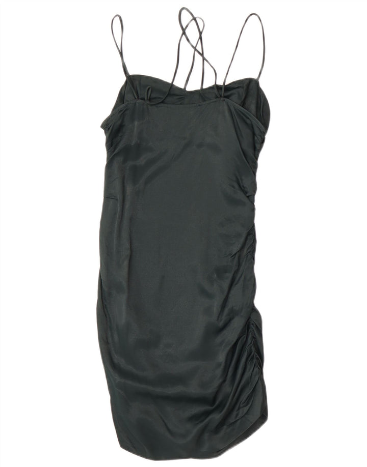 Abito sottoveste da donna Zara UK 12 viscosa verde medio