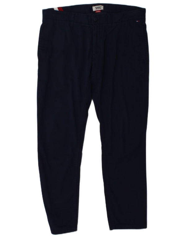 Pantaloni chino slim fit da uomo Tommy Hilfiger W34 L30 cotone blu navy