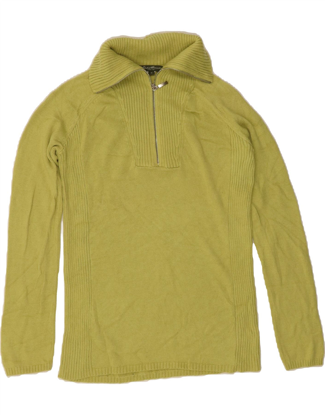 EDDIE BAUER Mens Zip Neck Jumper Sweater Medium Green Cotton Vintage Eddie Bauer and Second-Hand Eddie Bauer from Messina Hembry 