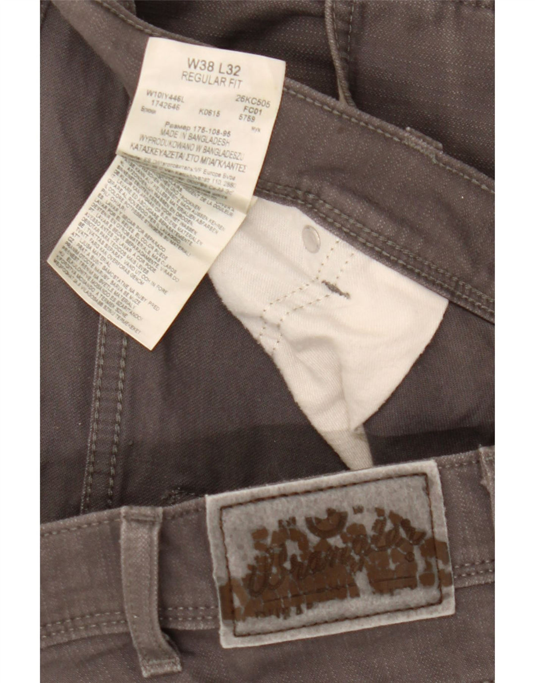 WRANGLER Mens Regular Fit Straight Jeans W38 L32 Grey Cotton Vintage Wrangler and Second-Hand Wrangler from Messina Hembry 