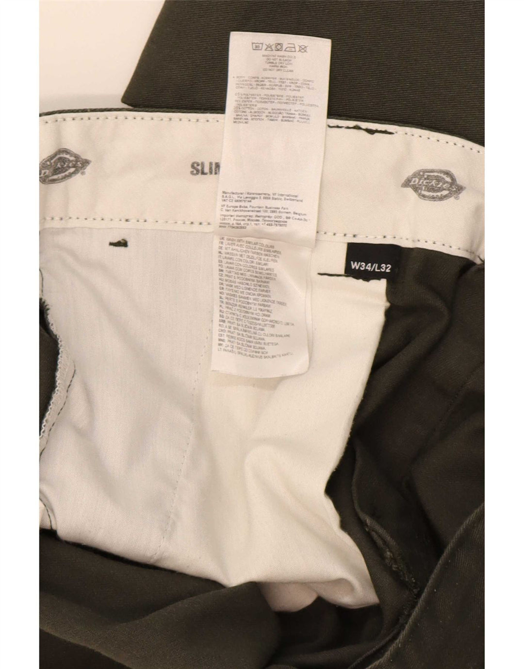 Pantaloni chino slim dritti da uomo Dickies W34 L32 poliestere verde